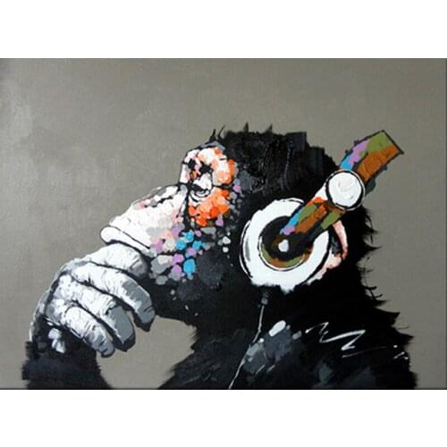 Painting By Numbers DIY Dropshipping 40x50cm A Chimp Listening to Music Animal Handmade Gift For Adult Unique Gift Home Decor