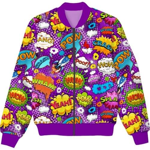 New Fashion Wow Pop Art Graphic Spring Autumn Winter Hip Hop Casual Brand 3D Print Thin Jacket Polyester