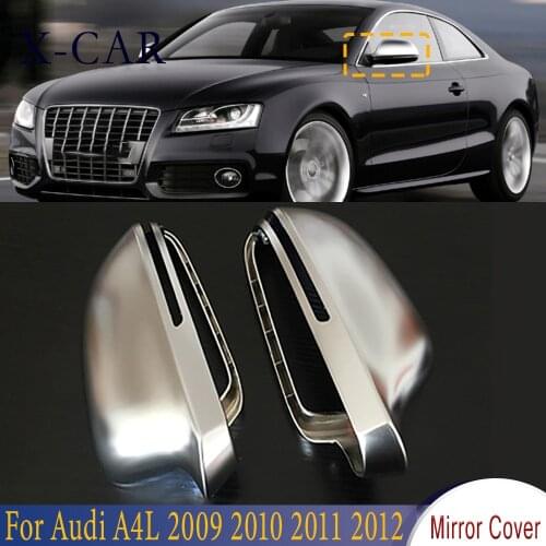 PMFC 1 Pair Car Chrome Rearview Side Mirror Cover Mirror Cap Car Styling Replace Silver Matte For Audi A4L 2009 2010 2011 2012