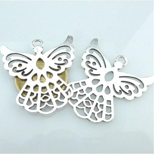 2pcs Antique Silver Vintage 41*39mm Angel Wing Charms Pendant For Jewelry Making Bracelet Accessories