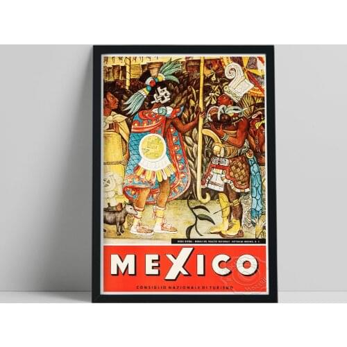 World Travel Print Poster, Mexico Feature Nostalgic Still Life Canvas Painting, Vintage Art Nordic Style Wall Picture Home Decor