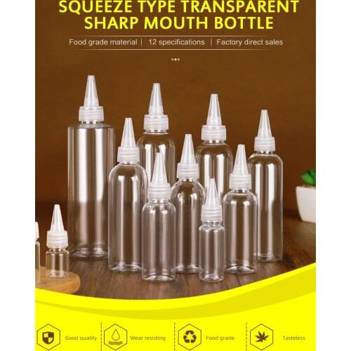 Transparent Travel Sharp-mouth Bottle Plastic Bottle Paste Bottle Dye Bottle Squeezable And Sub-bottled TSLM1