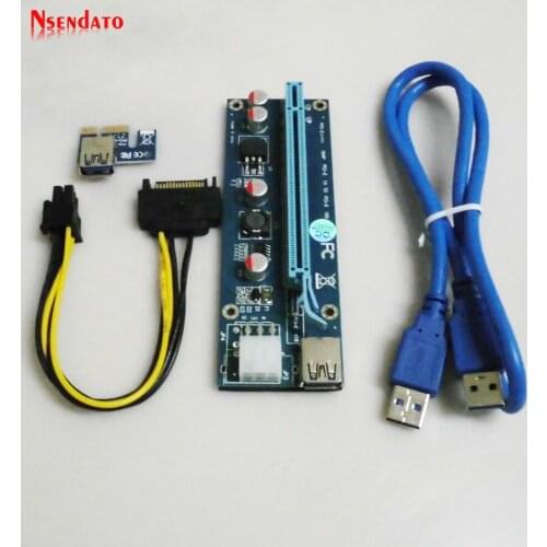 Riser Card Extender SATA PCI-E 1X To 16X Riser Express Card with LED Lights USB3.0 Cable SATA 15 Pin to 6 Pin