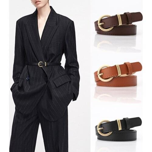 PU Leather Belts For Women Gold Pin Buckle Waist Belt Female Jeans Trouser Straps Black Camel Coffee Adjustable Waistband