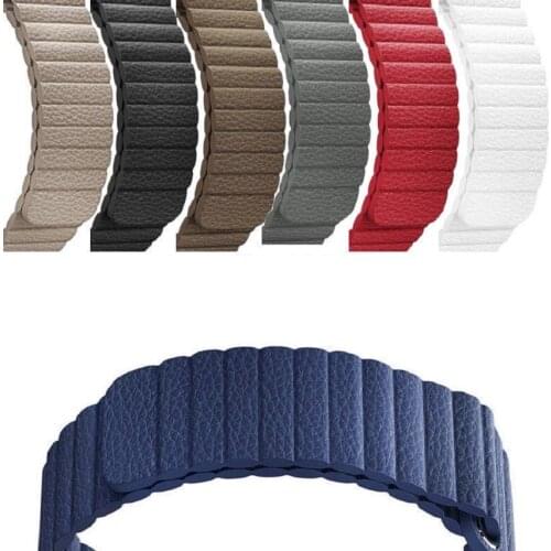 Leather Loop Watchband 20mm 22mm for Samsung Galaxy Watch 42mm 46mm SM-R810/R800 Active 2 40mm 44mm Magnetic Band Wrist Strap
