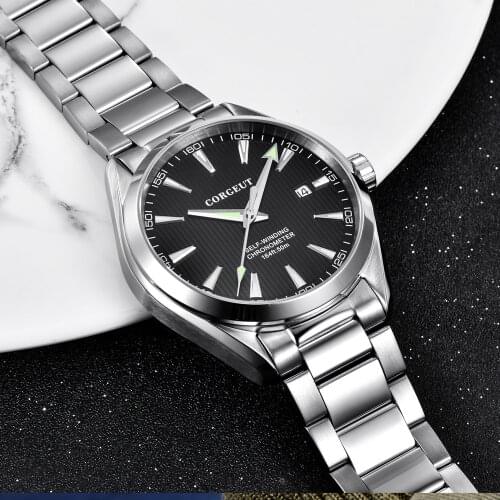 Luxury top brand Corgeut 41mm men clock miyota 8215 Automatic calendar date Mechanical Sapphire Glass men wristwatch