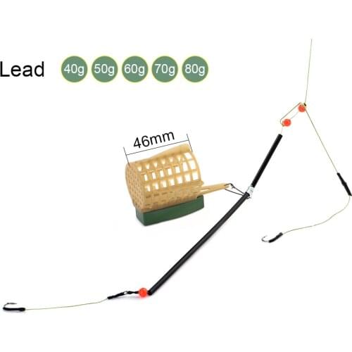 Fishing Groups 30/40/50/60/70/80g Single Jig Fish Hook Feeder Square And Cylindrical Metal Bait Cage Container