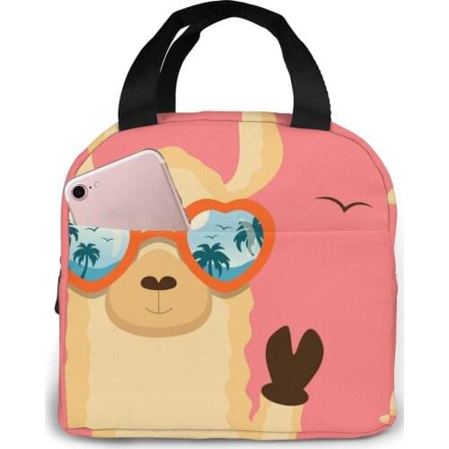 Happy Llama Animal Cooler Lunch Box Portable Insulated Lunch Bag Thermal Food Picnic Lunch Bags