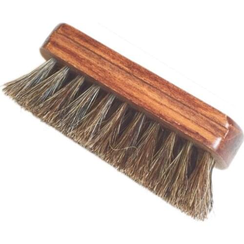 Horsehair Car Cleaning Brush Brown Horse Hair Shoe Shine Brushes Wooden Handle Seat Brush for Boots Shoes Leather Care