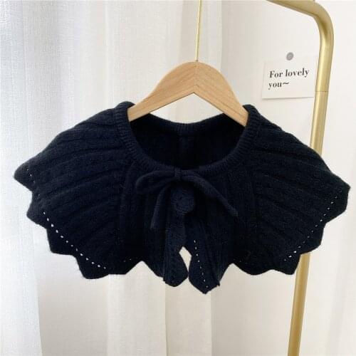 Sitonjwly Women Detachable Collar Necklace Knitted False Collar Woman Lace Tie Neckwear Nep Kraagie Fake Collars Decorative