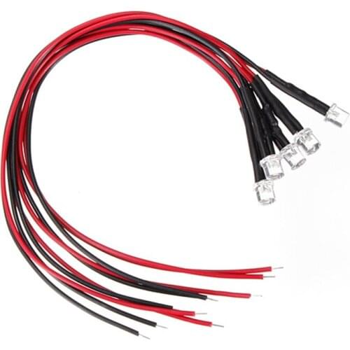 Jiguoor 5pcs DC 12V LED Diodes 20cm Pre Wired 5mm LED Light Lamp Bulb Prewired Emitting Diodes For DIY Home Decoration