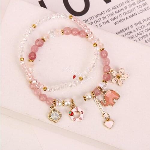 Szelam 2pcs/set Flower&Elephant Cuff Bracelets For Women Crystal DIY Bracelet Charm Jewelry Pulseras Mujer Bracelet SBR190533