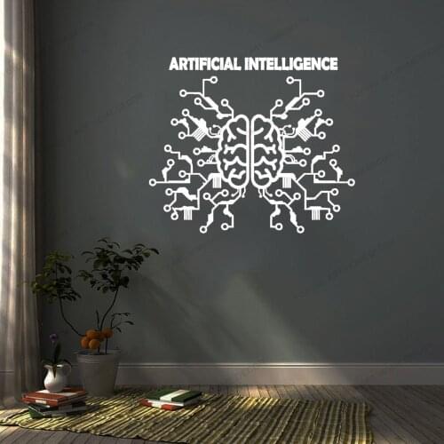 Brain Artificial Intelligence Technology Company Wall Decal Neural Network Computer Vinyl Stickers Office Interior Decor CX749
