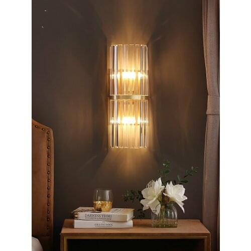 Vintage gold crystal Wall Lighting Large Living Room Crystal wall Lamp Bedroom furniture Led lights E14 LED Copper night light