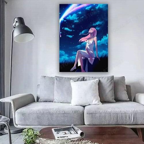 Zero Two 002 DARLING In The FRANXX Night sky Canvas Painting Anime Posters Wall Decor Wall Art Picture Room Decor Home Decor