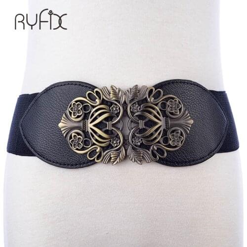2021 Europe And America Fashion Leather Belt Womens Elastic Waistband Ceinture Homme Luxury Dress Wide ancient Flower BL204