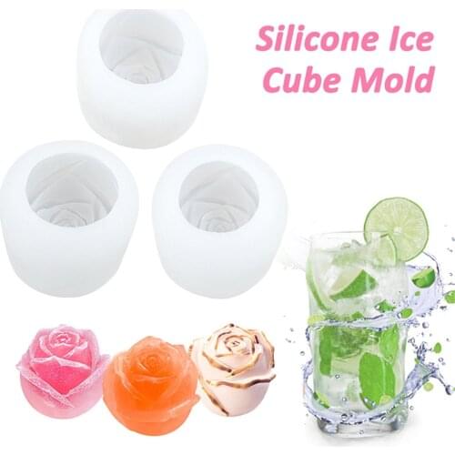 1pcs 3D Rose DIY Ice Maker Ice Cube Tray Multi Purpose Food Grade Silicone Pudding Ice Cream Mold for Whiskey Wine Kitchen Tool