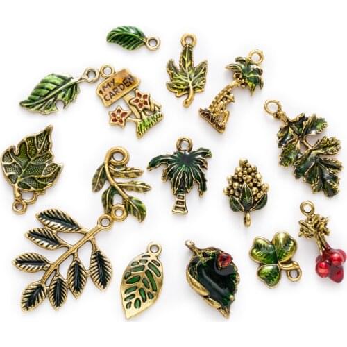 1 Piece Zinc alloy Enamel Plant Charms Pendants Decoration Jewelry Making Fit Necklace Bracelet Earrings For Women DIY 15-35mm