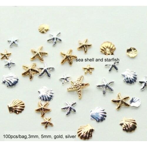 100PCS Star&Shell Nail Rivets Stud Spangles For Nails Manicure Jewelry 3D Nail Art Decorations 3mm-5mm
