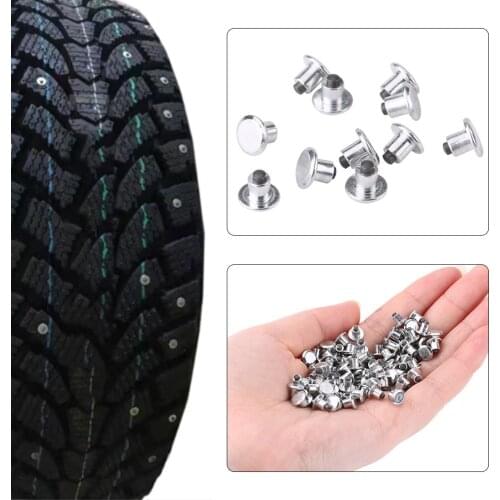 100pcs 6.5mm/0.26" Tungsten Steel Anti-Slip Wheel Tyre Stud Screws Snow Tire Spikes for Bike Car Motorcycle ATV Shoes