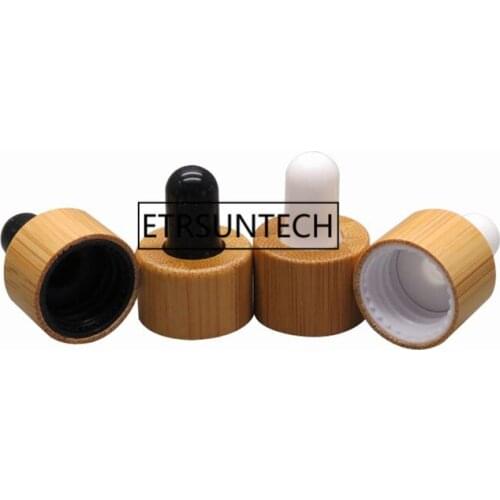 18/410 bamboo white/black gel head dropper cover cosmetic liquid bottle lid without glass pipette and bottle F1431