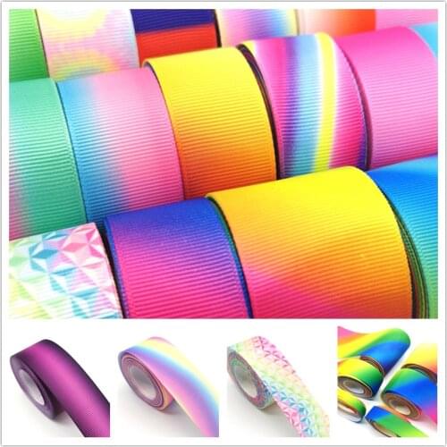 3 yards 10-75mm Gradient Rainbow Grosgrain Ribbon for Wedding Home Decor DIY Gift Wrapping Party Handmade Accessories #Ro