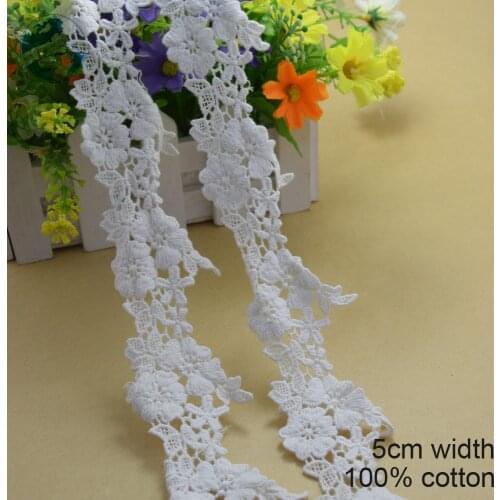 3yards white Cotton embroid lace sewing ribbon guipure lace african lace fabric trim warp knitting DIY Garment Accessories#3266