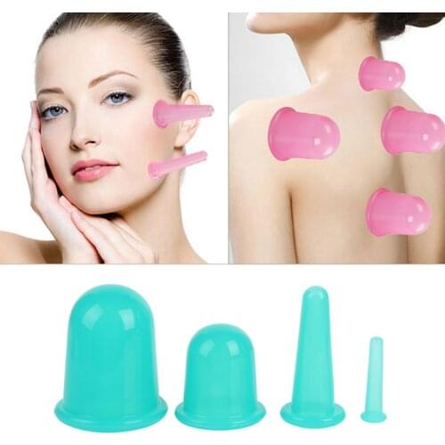 4pcs/set Silicone Vacuum Cupping Cup Anti Cellulite Therapy Massage Suction Body Manual Suction Cups Cupping Therapy Kit