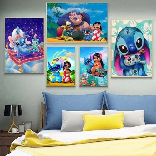5D DIY Diamond Painting Disney Anime Art Lilo & Stitch Cross Stitch Kit Full Drill Embroidery Mosaic Art Picture of Rhinestones
