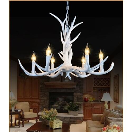 6 Heads American Resin Chandeliers Lighting,Europe Country Style Retro Antler ceiling Pendant Lamp Fixture E14