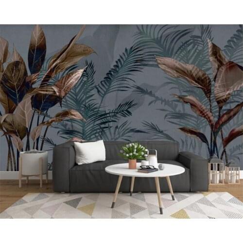 Beibehang Custom 3d wallpaper fashion hand-painted tropical rainforest plant banana leaf living room bedroom decoration mural