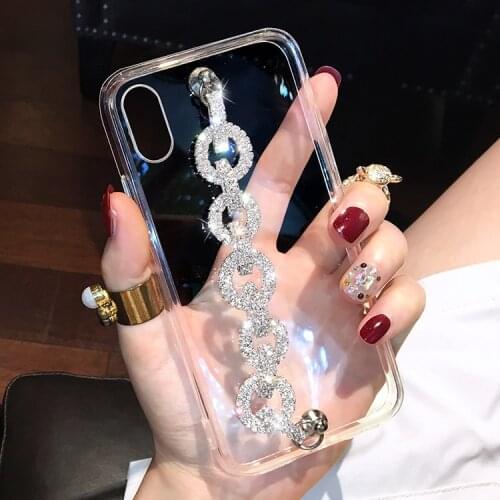 Luxury Brand diamond Bing bling Bracelet soft phone case for iphone 11 12 Pro Max XR X XS Max 6s 7 8 Plus Clear Back cover funda