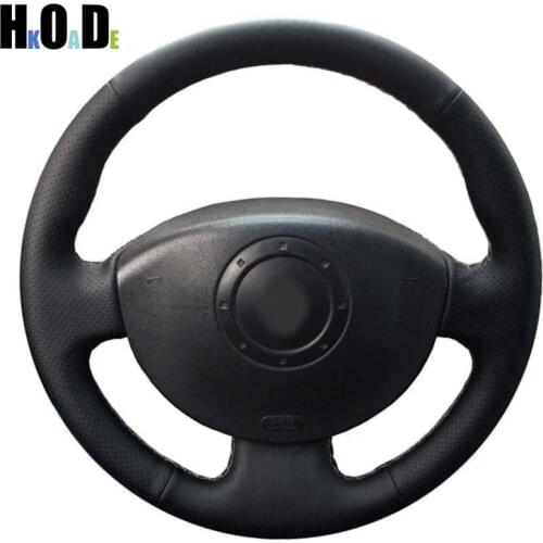 Black Artificial Leather Hand-stitched Car Steering Wheel Covers for Renault Kangoo 2008 Megane 2 2003-2008 Scenic 2 2003-2009