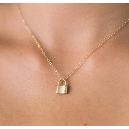 Simple Small Lock Pendant Chokers Necklaces for Women Hanging Little Padlock Necklace Dainty Charms Choker Minimal Jewelry