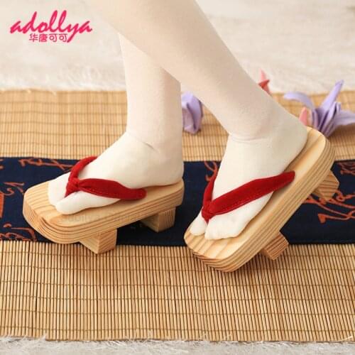 Adollya Wooden Shoes BJD Doll Accessories Shoes Clogs Kimono Accessories Traditional Costume Doll Shoes for BJD Dolls