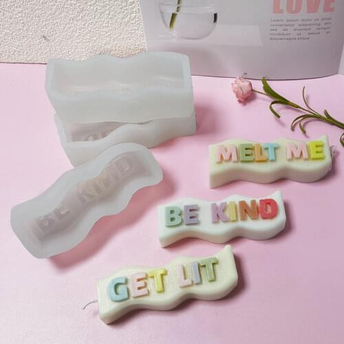 LOVE'N LV370L Squiggle Unique Waving Shape Kawaii Candle Silicone Mould Rectangle Wave Letter Candle Mold