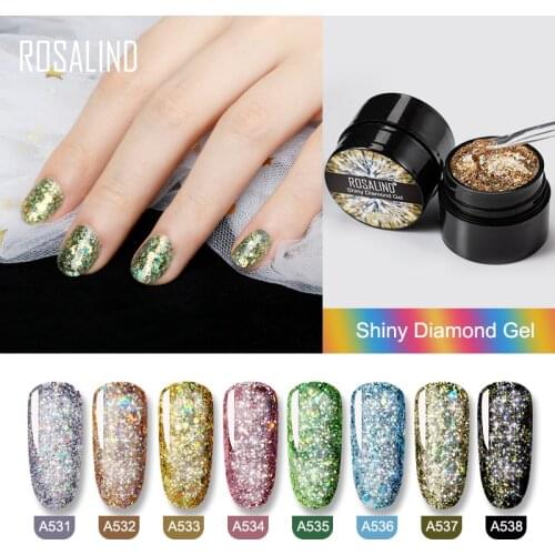ROSALIND Gel Nail Polish Painting UV Hybrid Varnishes Semi Permanent Foundation Primer For Manicure Shiny Diamond Gel Nail Art