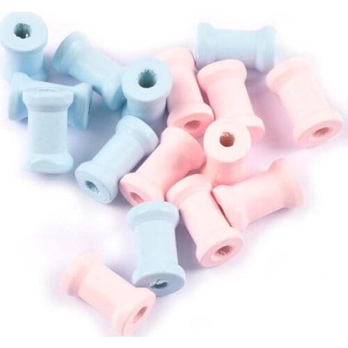 30Pcs Blue/Pink/Brown Wooden Bobbins Spools For Twine Thread Wire Ribbons Reel Spool Sewing Tools DIY Coils Crafts & Floss m2689