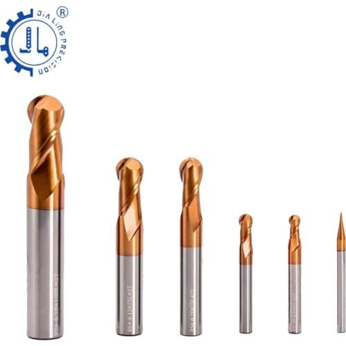 JIALING 1pc HRC60 Two Flute Ball Nose 45 degree chamfering milling cutter endmill cutter gear milling cutter