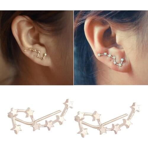 Fashion Jewelry Womens Linear Ear Clip Stud Earrings Big Dipper Shape Cocktail Bijoux Gifts for Girls Drop shipping