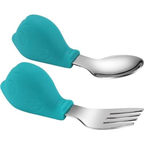 Cartoon Baby Feeding Spoon Children Spoon Fork Set Stainless Steel Kids Eating Utensils Toddler Baby Flatware Accessories