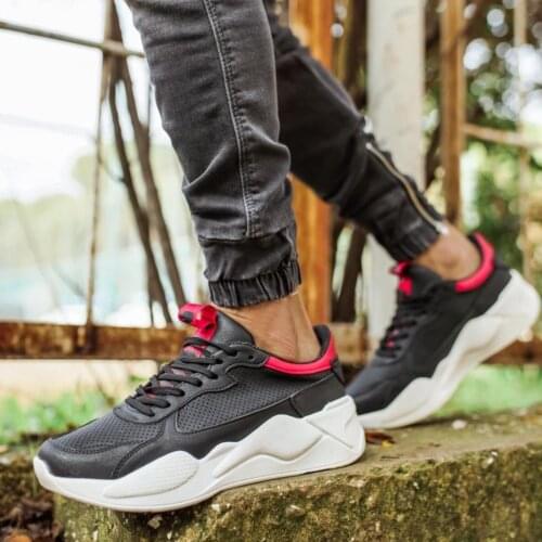 Knack Sneakers Men 'S Shoes 606 Black Red Sports Style Laced Seasonal Spring Summer 2021 Fashion Orthopedic Casual Base