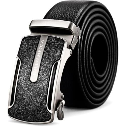 Williampolo mens real cowhide belt with automatic buckle high quality luxury mens belt 058p