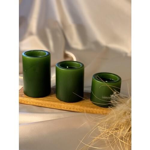 Mysterious Home 3 Pcs Set Green Slumping Slindir Candle Diameter: 6,5