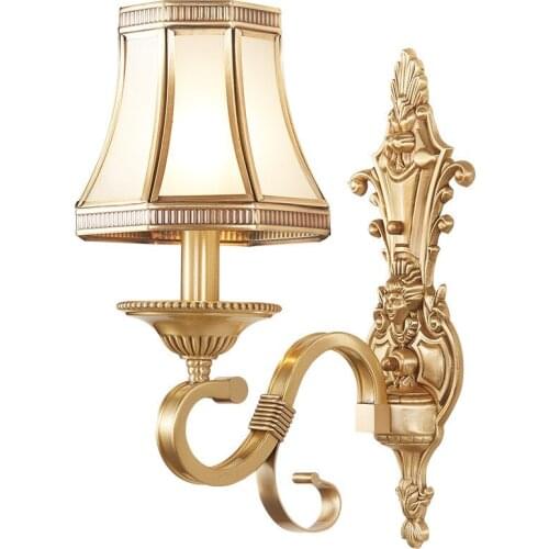 All copper European wall lamp living room background wall TV background wall lamp bedroom bedside wall lamp 1056