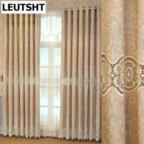 New European Embroidery Cheney Shade Curtains for Living Dining Room Bedroom Curtains for Living Room Luxury European