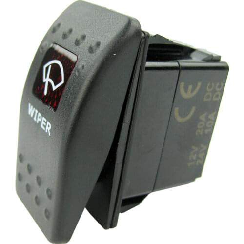 Boat WINDSHIELD WIPER Rocker Switch ON/OFF 3P SPST Red LED Rocker Switch for Marine Truck RV Car 12V 20A