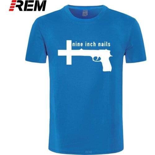 REM Fashion Leisure Cotton Loose T-Shirt Men Print Nine Inch Nail Rock Band T Shirt Summer Casual Punk Streetwear Tops Tees