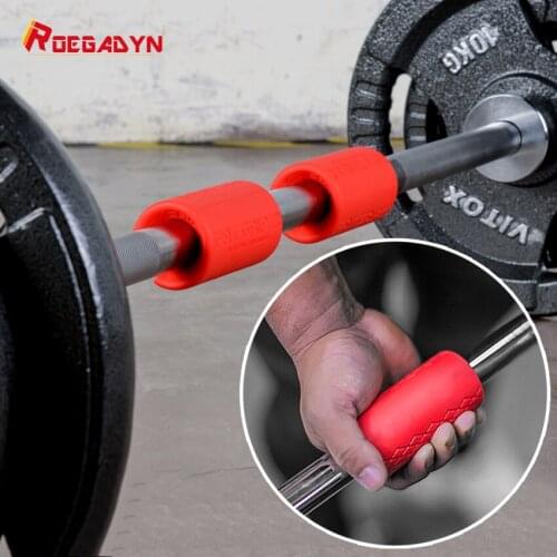 ROEGADYN One Pair Gym Dumbbell Non-Slip Grips Barbell Pad Weightlifting Training Silicone Handle Palm Protection