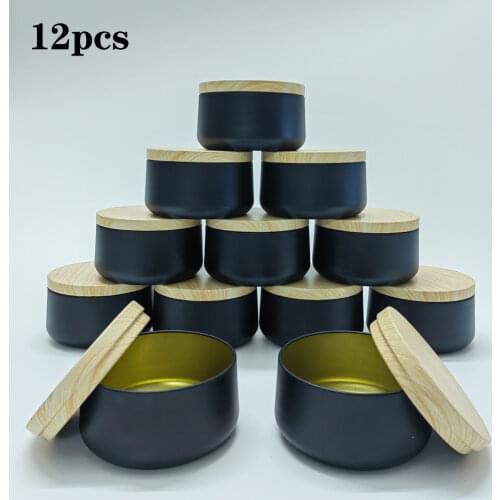 Luxury Metal Black Candle Jars with Lid Bulk Wholesale Candle Jar Empty Container Candle Box Tin Cream Cosmetic Container Round